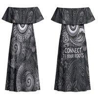 Hawaiian Piko Couples Matching Off Shoulder Maxi Dress and Hawaiian Shirt Cultural Anchor Connect Your Roots Ocean Waves