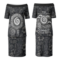 Hawaiian Piko Couples Matching Puletasi and Hawaiian Shirt Cultural Anchor Connect Your Roots Ocean Waves