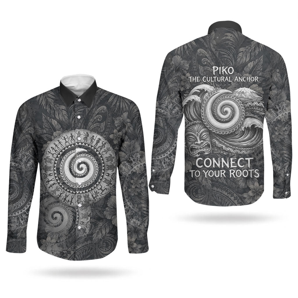 Hawaiian Piko Couples Matching Short Sleeve Bodycon Dress and Long Sleeve Button Shirt Cultural Anchor Connect Your Roots Ocean Waves