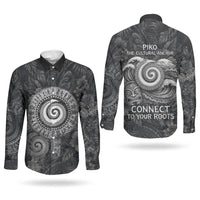 Hawaiian Piko Couples Matching Summer Maxi Dress and Long Sleeve Button Shirt Cultural Anchor Connect Your Roots Ocean Waves