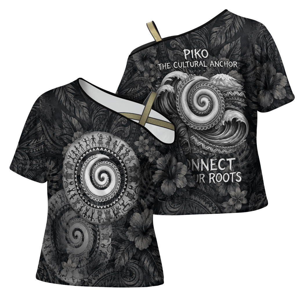 Hawaiian Piko Cross Shoulder Shirt Cultural Anchor Connect Your Roots Ocean Waves