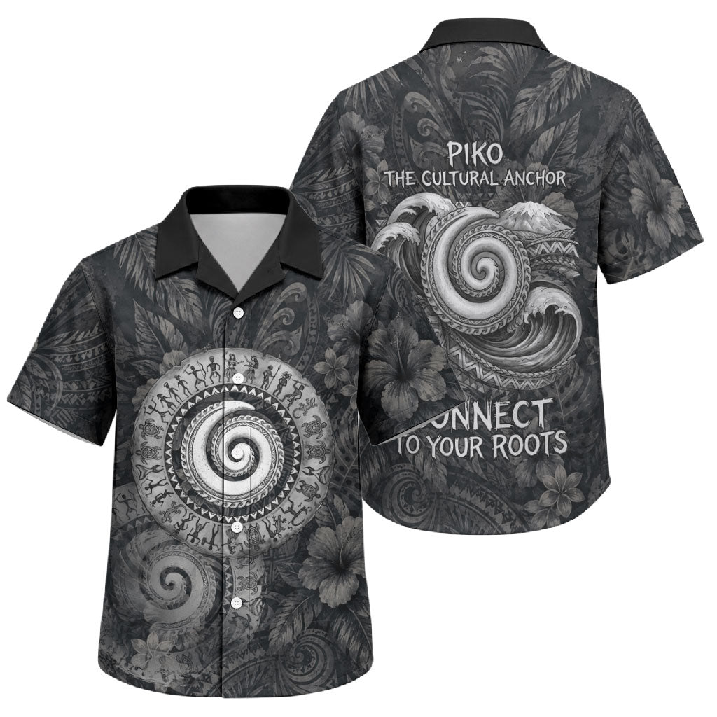 Hawaiian Piko Family Matching Off The Shoulder Long Sleeve Dress and Hawaiian Shirt Cultural Anchor Connect Your Roots Ocean Waves