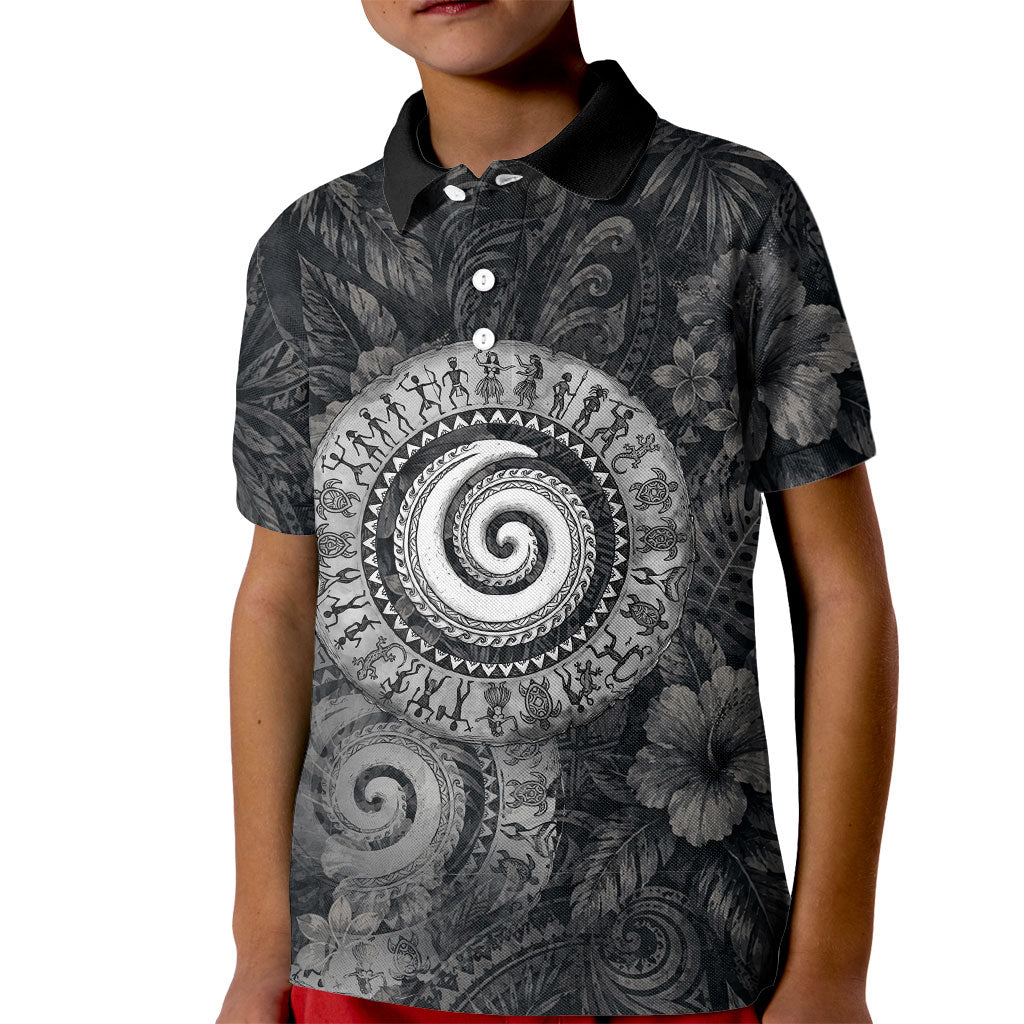 Hawaiian Piko Kid Polo Shirt Cultural Anchor Connect Your Roots Ocean Waves