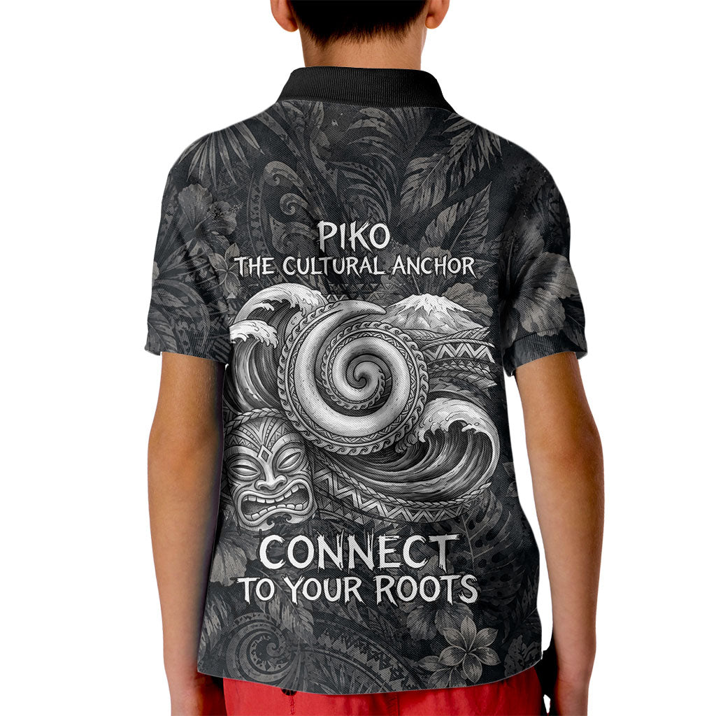 Hawaiian Piko Kid Polo Shirt Cultural Anchor Connect Your Roots Ocean Waves