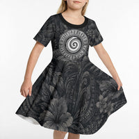 Hawaiian Piko Kid Short Sleeve Dress Cultural Anchor Connect Your Roots Ocean Waves
