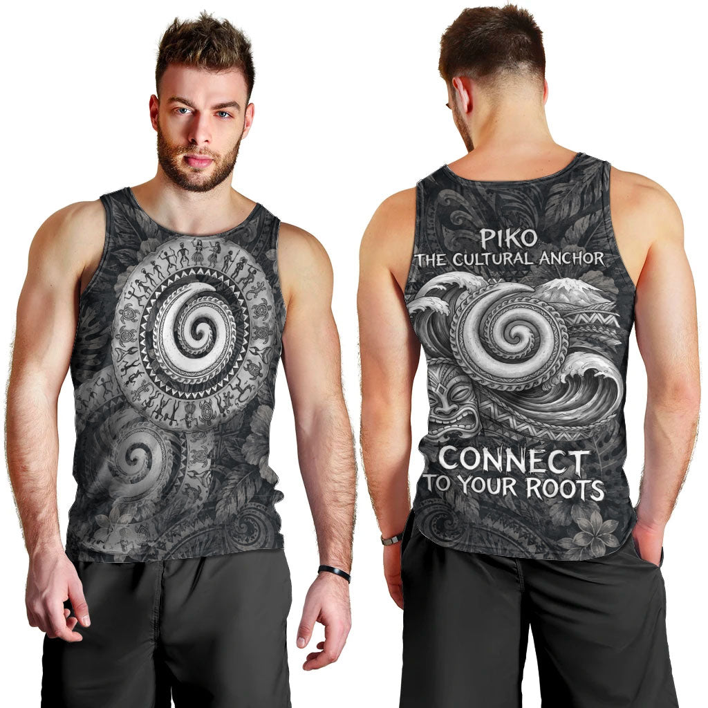 Hawaiian Piko Men Tank Top Cultural Anchor Connect Your Roots Ocean Waves