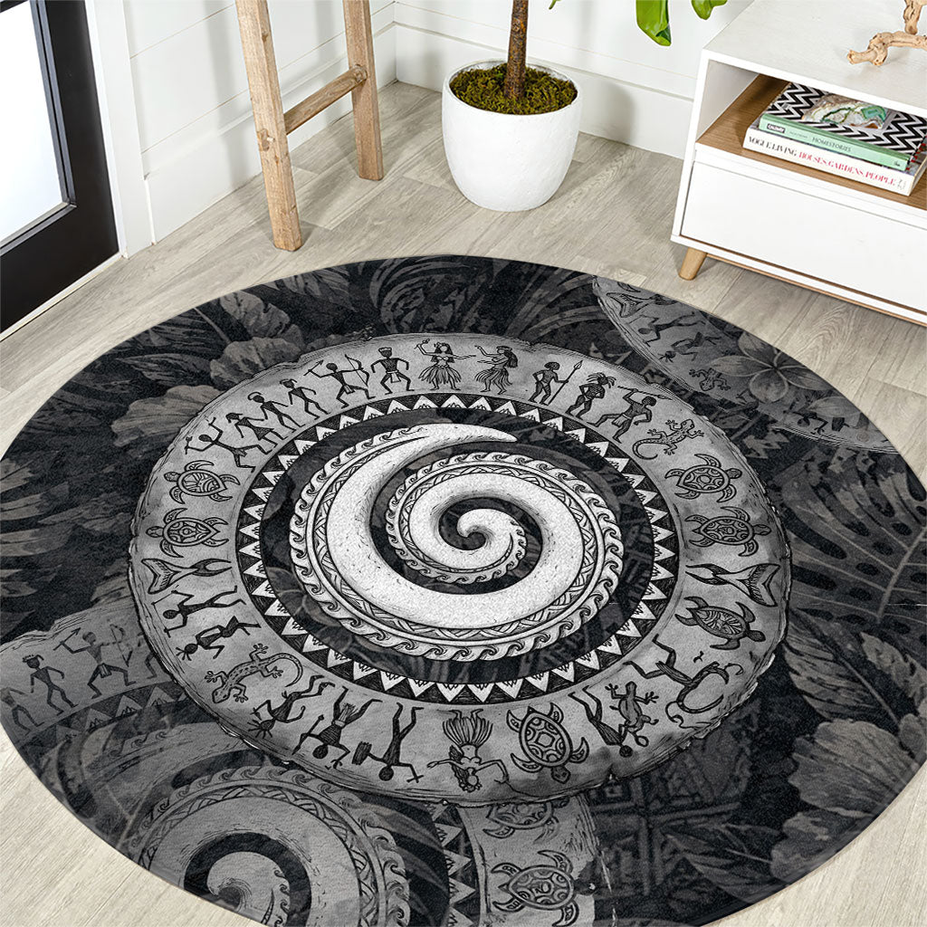 Hawaiian Piko Round Carpet Cultural Anchor Connect Your Roots Ocean Waves