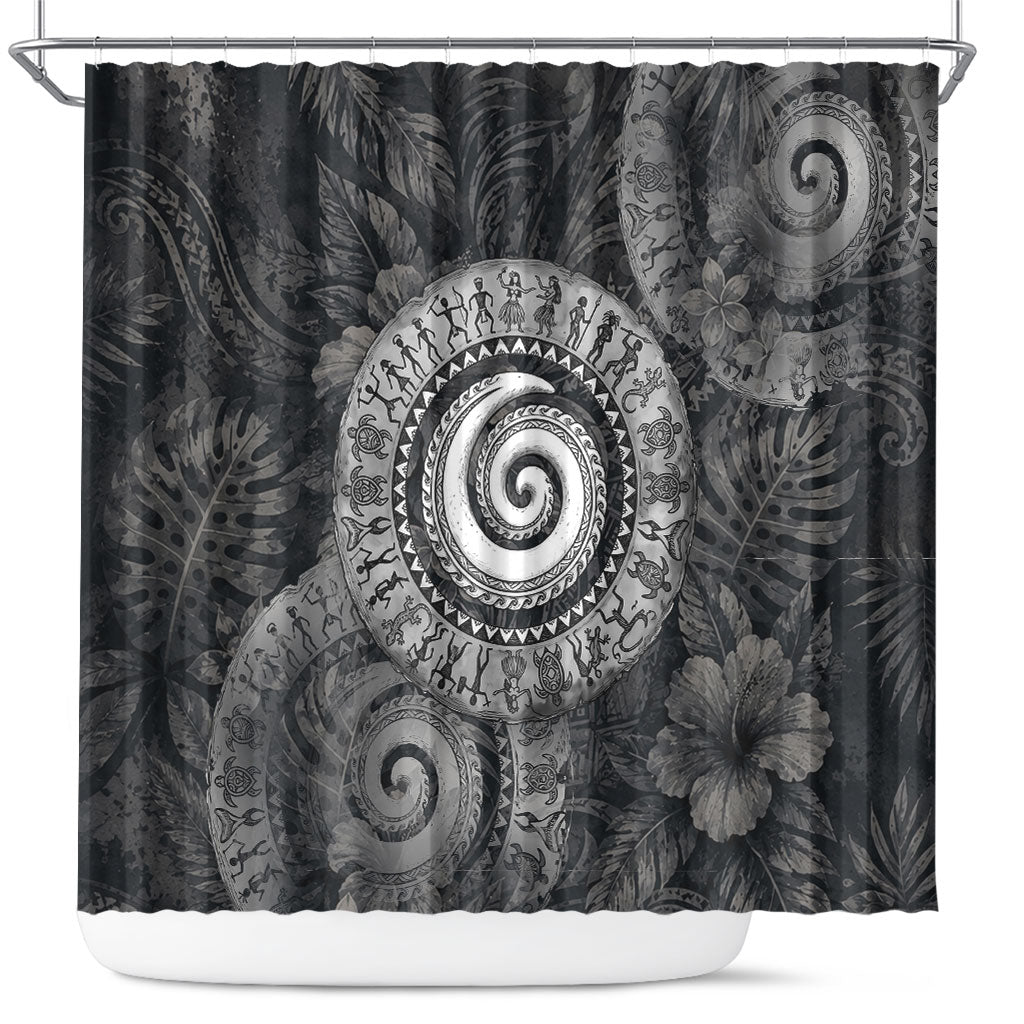 Hawaiian Piko Shower Curtain Cultural Anchor Connect Your Roots Ocean Waves