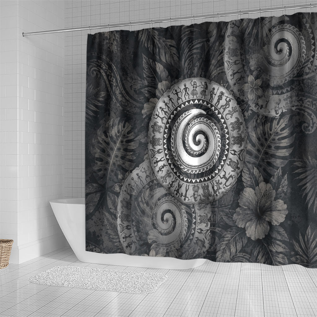 Hawaiian Piko Shower Curtain Cultural Anchor Connect Your Roots Ocean Waves