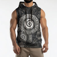 Hawaiian Piko Sleeveless Hoodie Cultural Anchor Connect Your Roots Ocean Waves