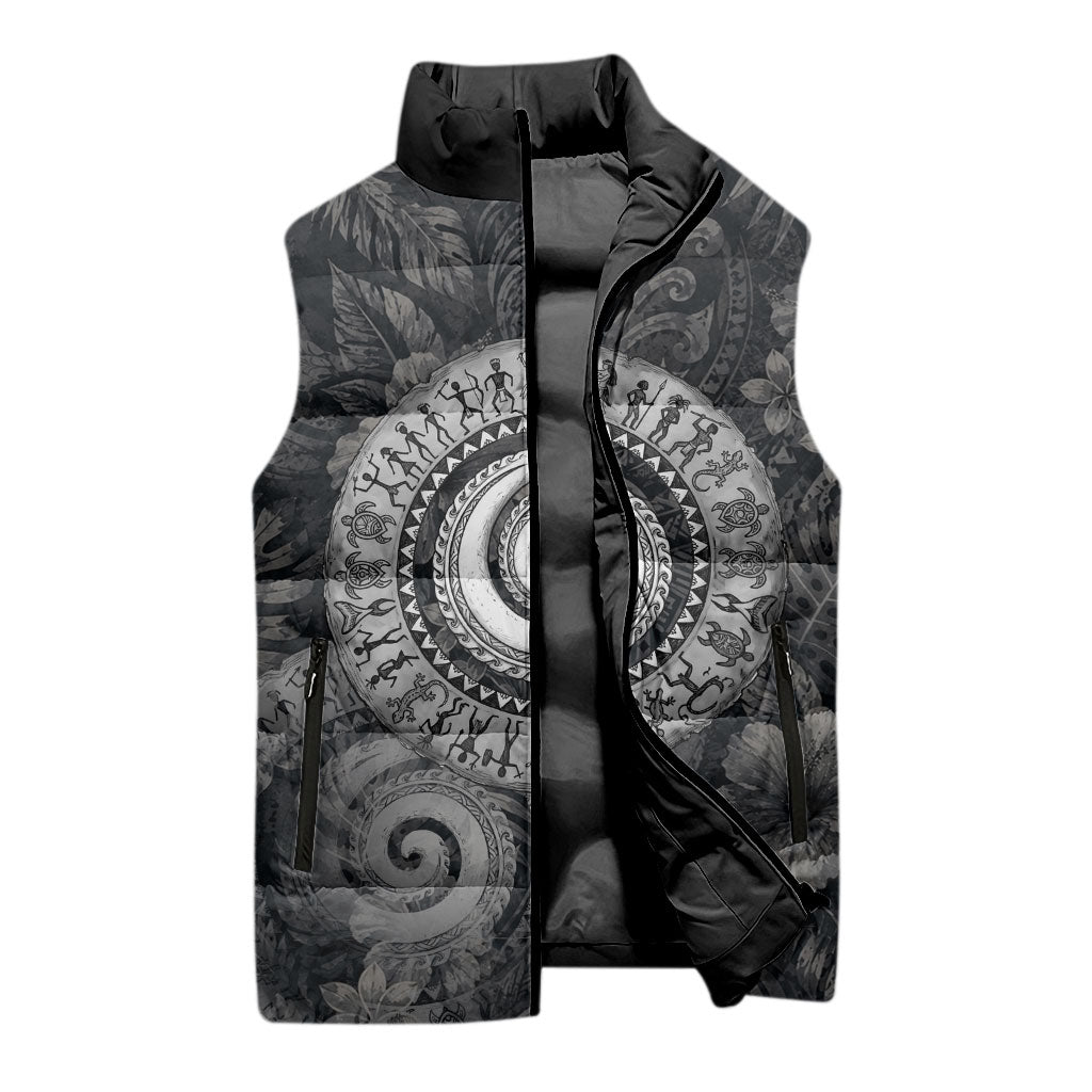 Hawaiian Piko Sleeveless Puffer Jacket Cultural Anchor Connect Your Roots Ocean Waves