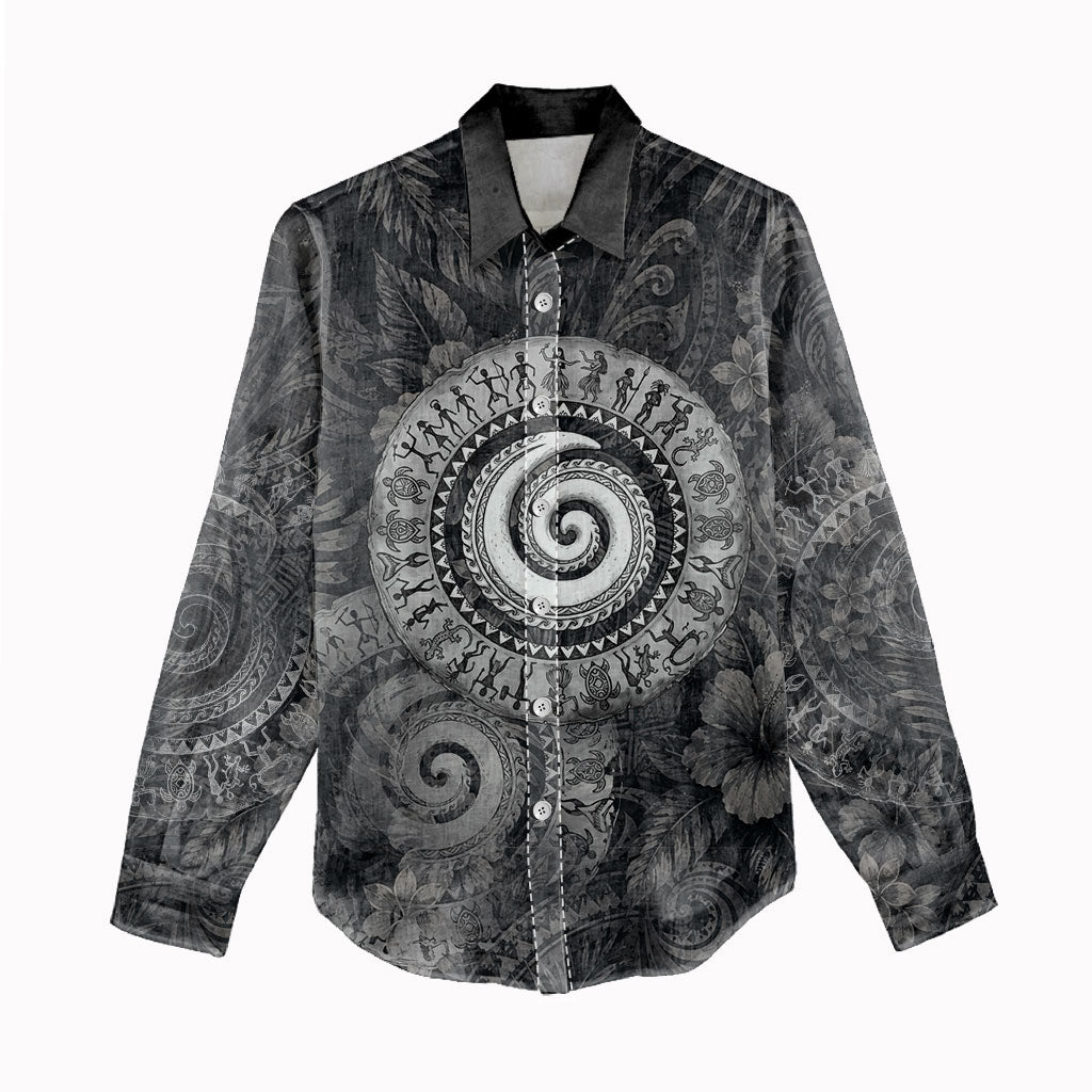 Hawaiian Piko Women Casual Shirt Cultural Anchor Connect Your Roots Ocean Waves