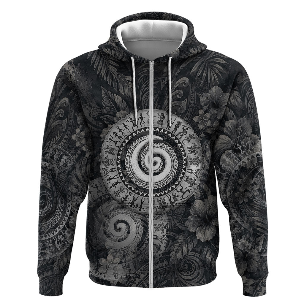 Hawaiian Piko Zip Hoodie Cultural Anchor Connect Your Roots Ocean Waves