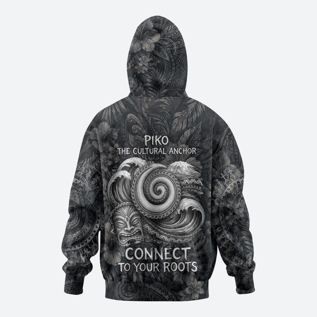 Hawaiian Piko Zip Hoodie Cultural Anchor Connect Your Roots Ocean Waves