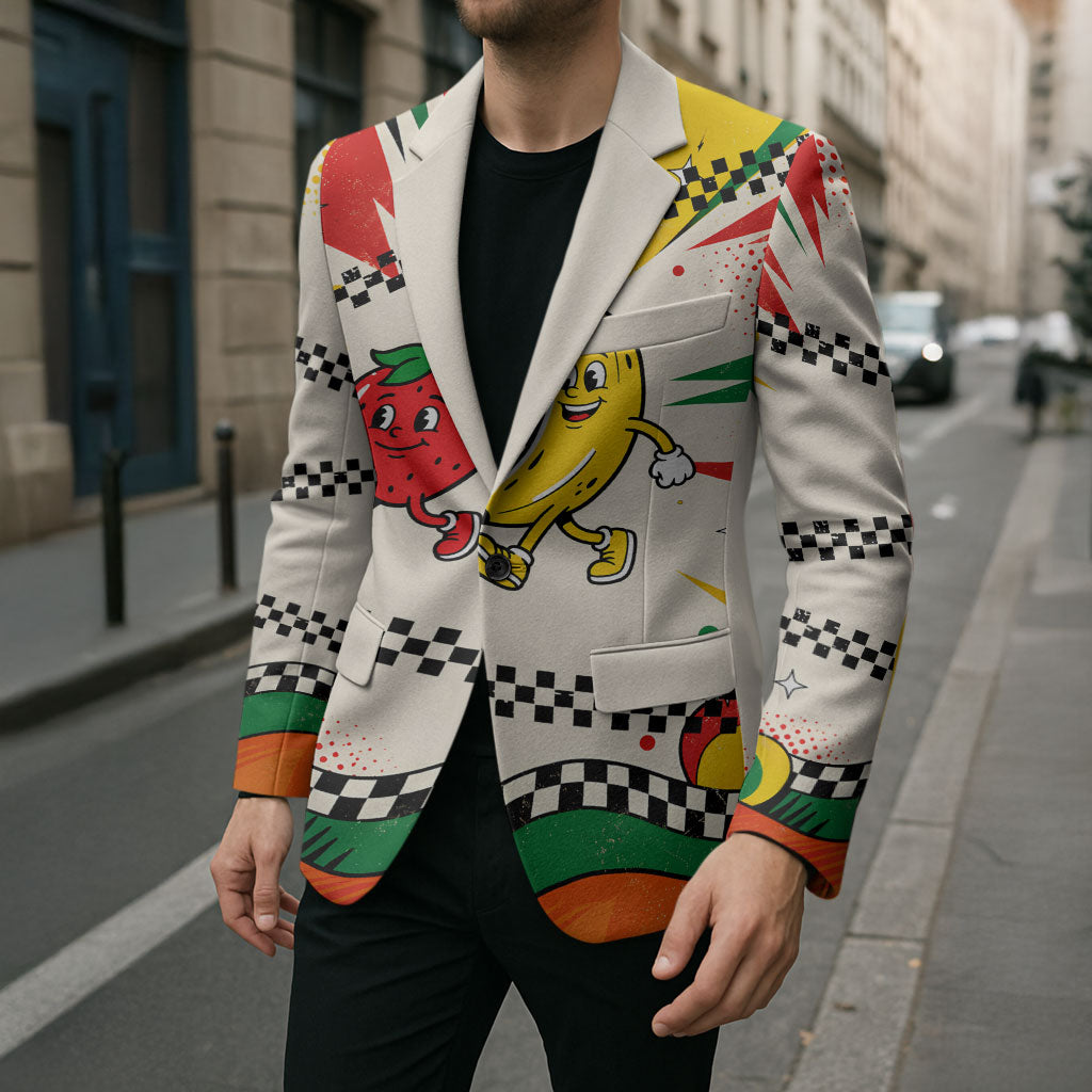 Support Your Fruity Friends Love Wins Gay Pride Blazer LGBTQ Retro 30s Cartoon Checkered