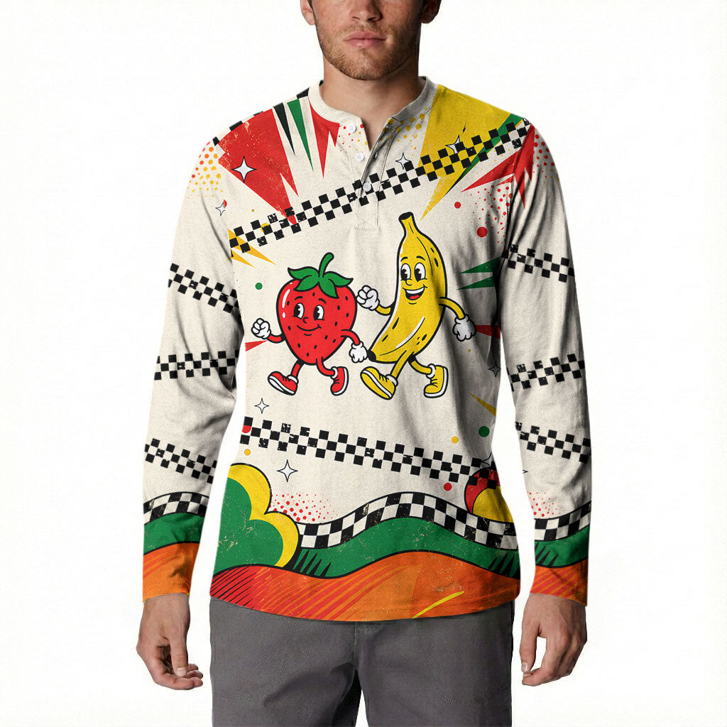 Support Your Fruity Friends Love Wins Gay Pride Button Sweatshirt LGBTQ Retro 30s Cartoon Checkered