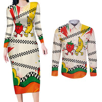 Support Your Fruity Friends Love Wins Gay Pride Couples Matching Long Sleeve Bodycon Dress and Long Sleeve Button Shirt LGBTQ Retro 30s Cartoon Checkered