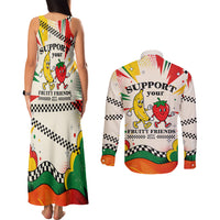 Support Your Fruity Friends Love Wins Gay Pride Couples Matching Tank Maxi Dress and Long Sleeve Button Shirt LGBTQ Retro 30s Cartoon Checkered