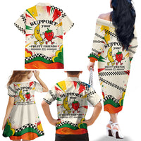 Support Your Fruity Friends Love Wins Gay Pride Family Matching Off The Shoulder Long Sleeve Dress and Hawaiian Shirt LGBTQ Retro 30s Cartoon Checkered