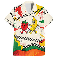 Support Your Fruity Friends Love Wins Gay Pride Family Matching Off The Shoulder Long Sleeve Dress and Hawaiian Shirt LGBTQ Retro 30s Cartoon Checkered