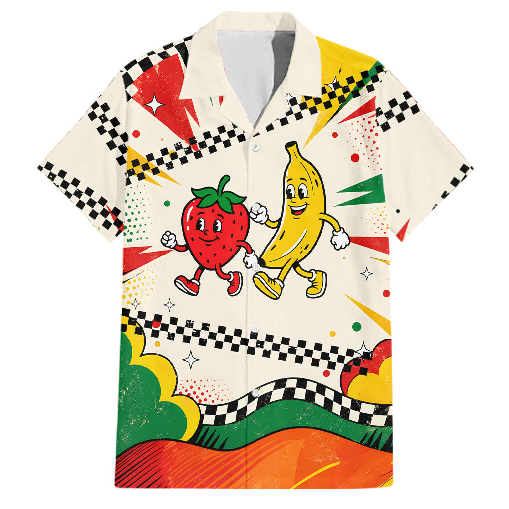 Support Your Fruity Friends Love Wins Gay Pride Family Matching Puletasi and Hawaiian Shirt LGBTQ Retro 30s Cartoon Checkered