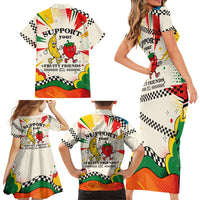Support Your Fruity Friends Love Wins Gay Pride Family Matching Short Sleeve Bodycon Dress and Hawaiian Shirt LGBTQ Retro 30s Cartoon Checkered