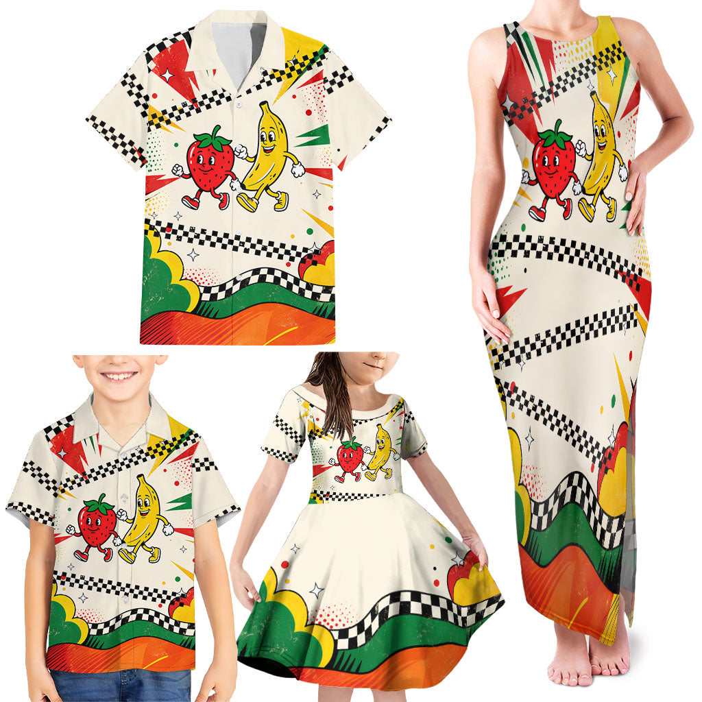 Support Your Fruity Friends Love Wins Gay Pride Family Matching Tank Maxi Dress and Hawaiian Shirt LGBTQ Retro 30s Cartoon Checkered