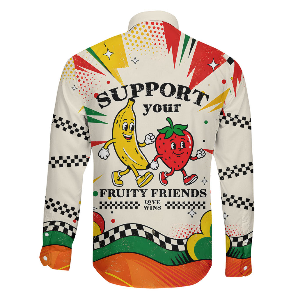 Support Your Fruity Friends Love Wins Gay Pride Family Matching Tank Maxi Dress and Hawaiian Shirt LGBTQ Retro 30s Cartoon Checkered