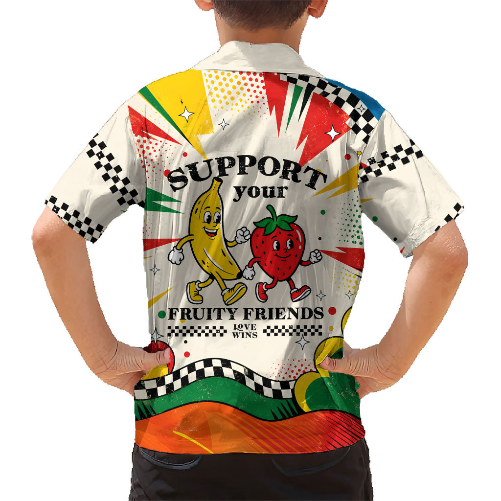 Support Your Fruity Friends Love Wins Gay Pride Hawaiian Shirt LGBTQ Retro 30s Cartoon Checkered
