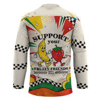 Support Your Fruity Friends Love Wins Gay Pride Hockey Jersey LGBTQ Retro 30s Cartoon Checkered