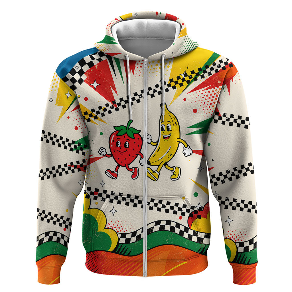 Support Your Fruity Friends Love Wins Gay Pride Hoodie LGBTQ Retro 30s Cartoon Checkered