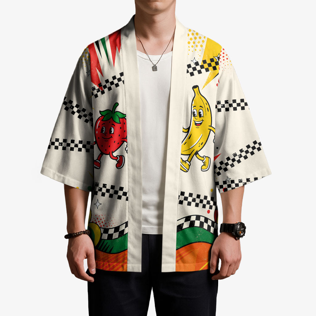 Support Your Fruity Friends Love Wins Gay Pride Kimono LGBTQ Retro 30s Cartoon Checkered