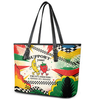 Support Your Fruity Friends Love Wins Gay Pride Leather Tote Bag LGBTQ Retro 30s Cartoon Checkered