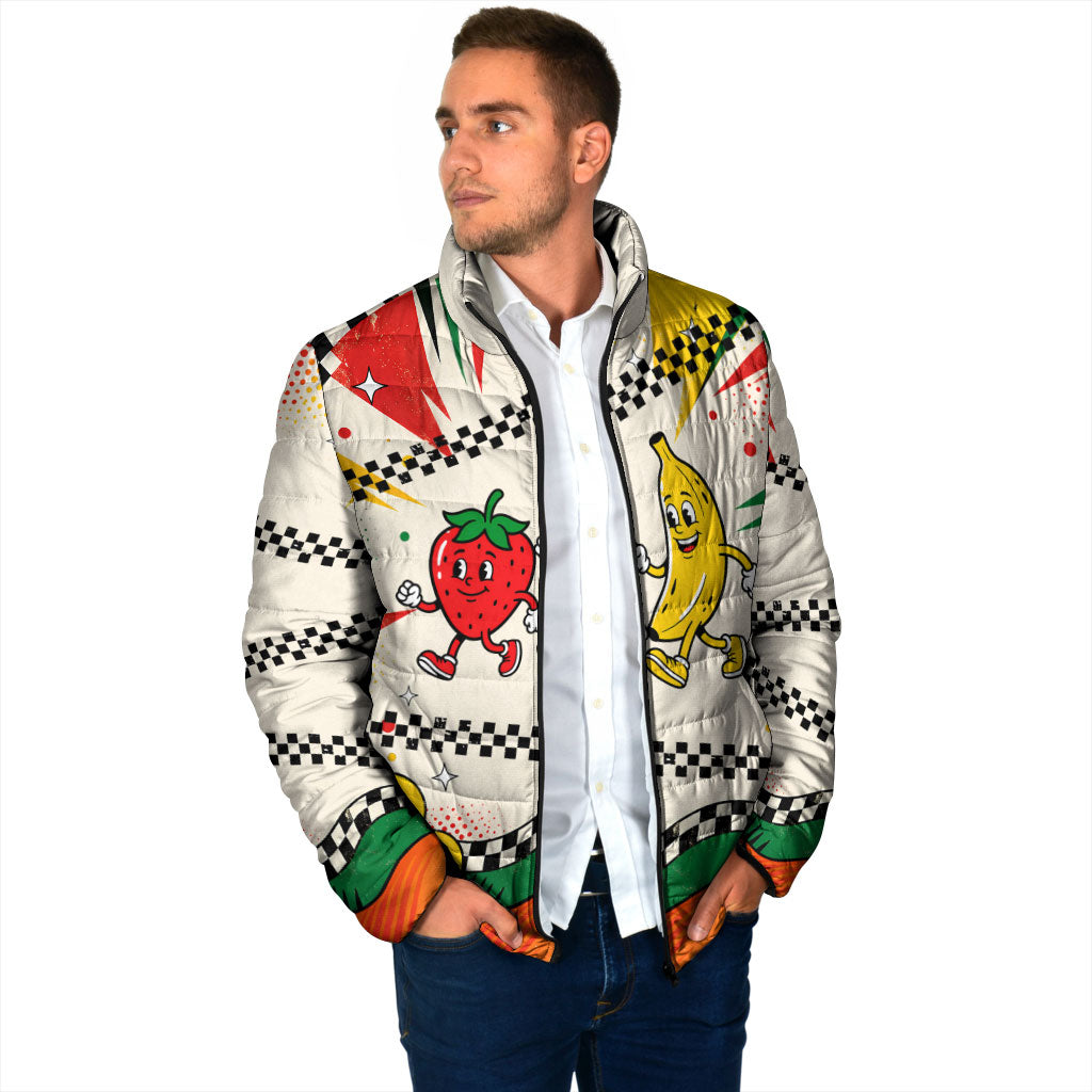 Support Your Fruity Friends Love Wins Gay Pride Padded Jacket LGBTQ Retro 30s Cartoon Checkered