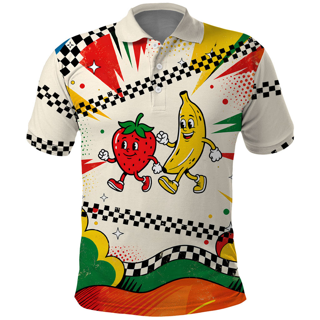 Support Your Fruity Friends Love Wins Gay Pride Polo Shirt LGBTQ Retro 30s Cartoon Checkered