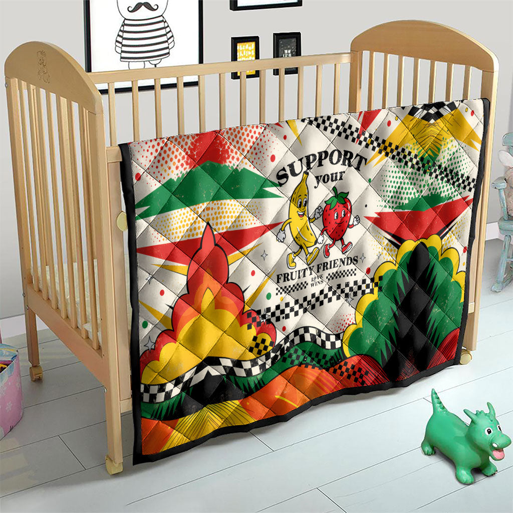 Support Your Fruity Friends Love Wins Gay Pride Quilt LGBTQ Retro 30s Cartoon Checkered