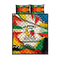 Support Your Fruity Friends Love Wins Gay Pride Quilt Bed Set LGBTQ Retro 30s Cartoon Checkered