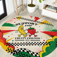 Support Your Fruity Friends Love Wins Gay Pride Round Carpet LGBTQ Retro 30s Cartoon Checkered