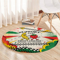 Support Your Fruity Friends Love Wins Gay Pride Round Carpet LGBTQ Retro 30s Cartoon Checkered