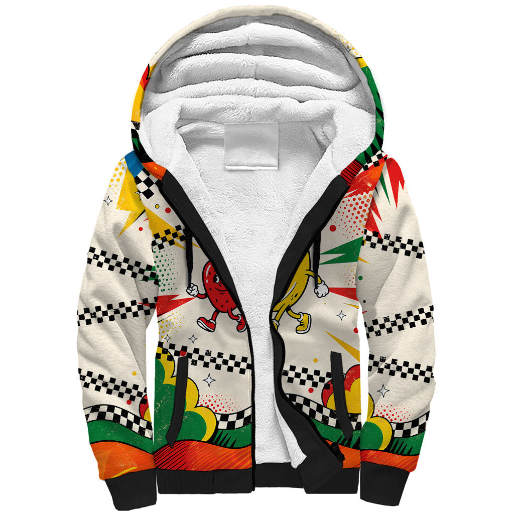 Support Your Fruity Friends Love Wins Gay Pride Sherpa Hoodie LGBTQ Retro 30s Cartoon Checkered