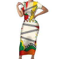 Support Your Fruity Friends Love Wins Gay Pride Short Sleeve Bodycon Dress LGBTQ Retro 30s Cartoon Checkered