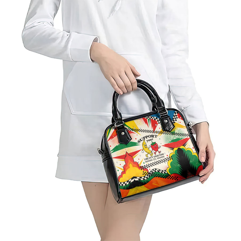 Support Your Fruity Friends Love Wins Gay Pride Shoulder Handbag LGBTQ Retro 30s Cartoon Checkered