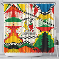Support Your Fruity Friends Love Wins Gay Pride Shower Curtain LGBTQ Retro 30s Cartoon Checkered
