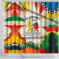 Support Your Fruity Friends Love Wins Gay Pride Shower Curtain LGBTQ Retro 30s Cartoon Checkered