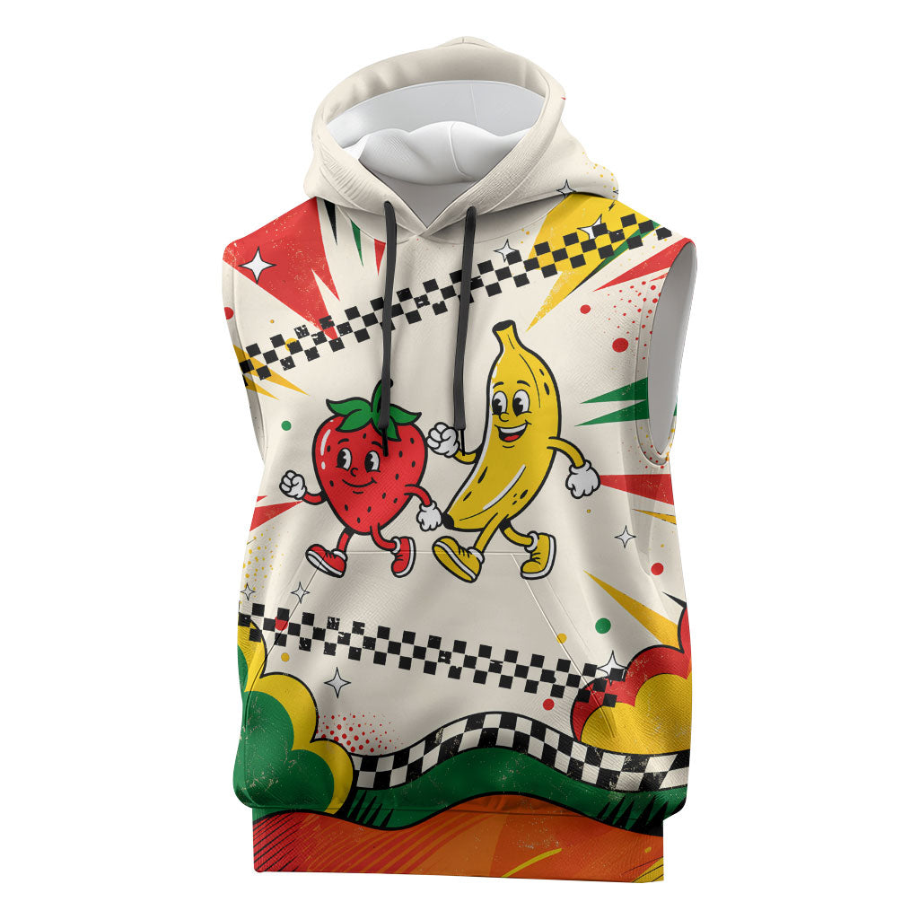 Support Your Fruity Friends Love Wins Gay Pride Sleeveless Hoodie LGBTQ Retro 30s Cartoon Checkered