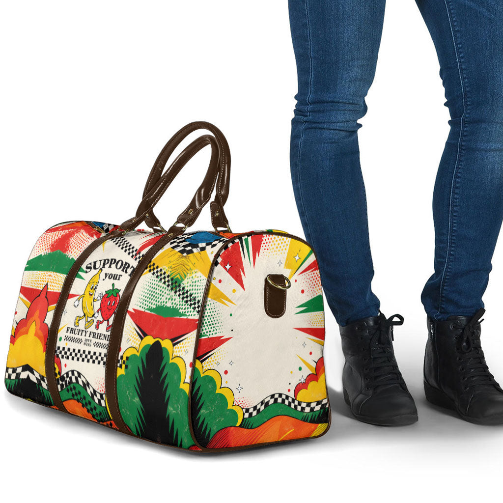 Support Your Fruity Friends Love Wins Gay Pride Travel Bag LGBTQ Retro 30s Cartoon Checkered