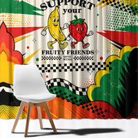 Support Your Fruity Friends Love Wins Gay Pride Window Curtain LGBTQ Retro 30s Cartoon Checkered