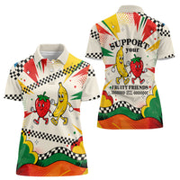 Support Your Fruity Friends Love Wins Gay Pride Women Polo Shirt LGBTQ Retro 30s Cartoon Checkered