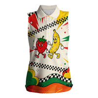 Support Your Fruity Friends Love Wins Gay Pride Women Sleeveless Polo Shirt LGBTQ Retro 30s Cartoon Checkered