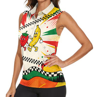 Support Your Fruity Friends Love Wins Gay Pride Women Sleeveless Polo Shirt LGBTQ Retro 30s Cartoon Checkered